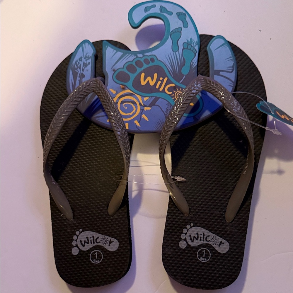 Kids Black Flip Flops
